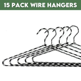 GlikCeil 15 Pack Fabric Wrapped Metal Hangers Non Slip Hanger Metal Coat Hangers for Clothes Closet Clothing Suit Shirt Pant(Black and White,15 Pcs)