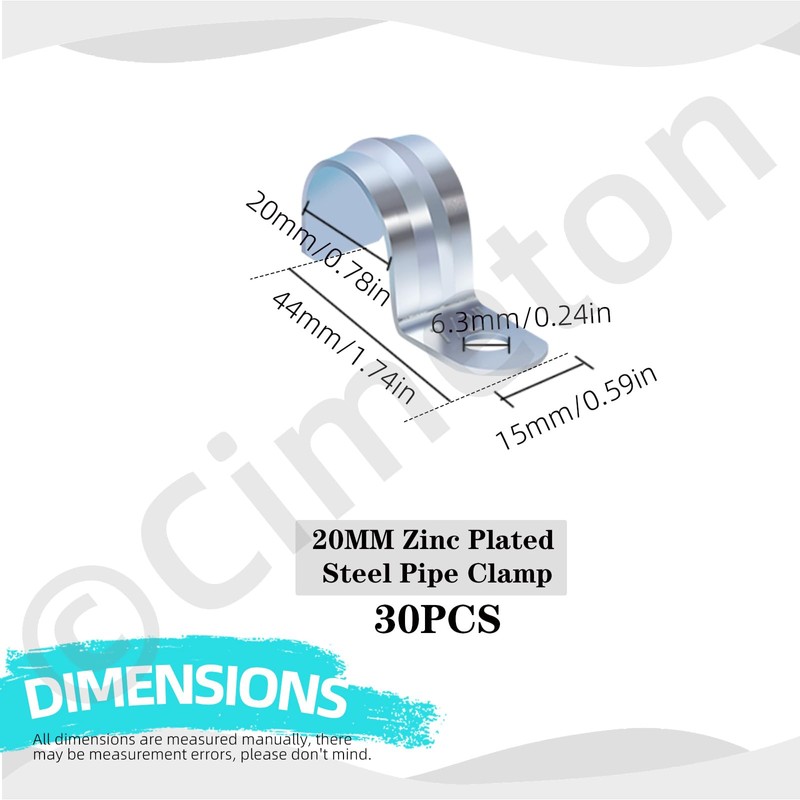 Cimeton 30Pcs 1/2 Inch One Hole Pipe Strap Single Hole