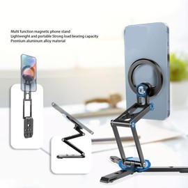 Magnetic Phone Tripod, Foldable for iOS Phone 15/14/13/12 Plus Pro Series, Cell Phone Tripod Mount Handle Smartphone Desk Stand Travel