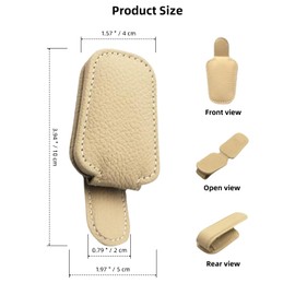 GoldenLife Sunglass Holder for Car Visor, Universal Sunglasses Clip for Different Size Eyeglasses, Convenient Magnetic Glasses Holder for Car (Beige, 2 pack)