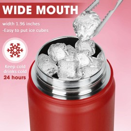 ERTOOE 24 oz Insulated Water Bottle with Straw, Stainless Steel Double Wall Vacuum Thermos with Straw Lid Leak Proof, Wide Mouth Lid, Keep Cold and Hot…