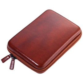 TROIKA Organizer Etui mit Reißverschluss Brown TRAVEL CASE – 3 Innenfächer – 6 Elastikband-Schlaufen – Trennwand (innen) – Kunstleder, Samt – braun, schwarz