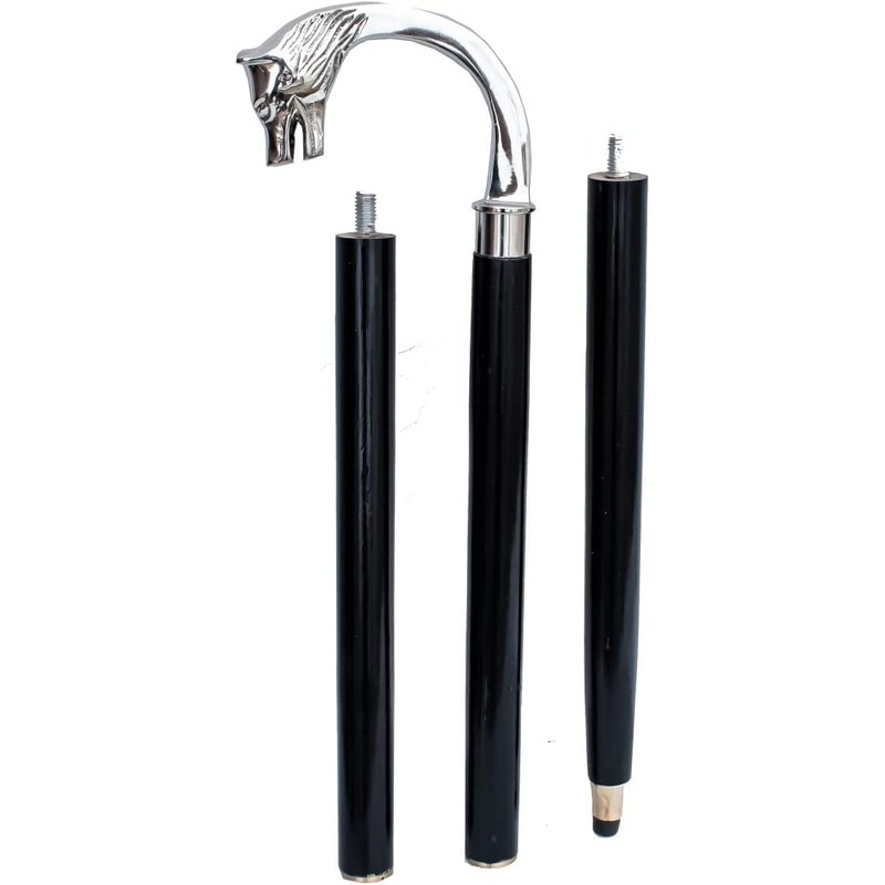 Riylox Handmade Wolf Head Brass Handle Walking Stick Design Vintage