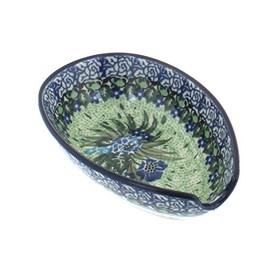 Blue Rose Polish Pottery - Blue Sapphire Fields Small Spoon Rest - 5" x 3.75" - Heat-Resistant Decorative Spoon Holder for Cooking