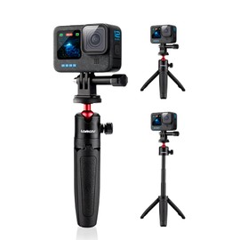 Lammcou Action Camera Mini Tripod with Extension Rod Compatible with GoPro, Handheld Tripod & Tripod Mount for Hero 10 9 8 7 Fusion Max Osmoaction Yi Actioncam Tripod Accessories