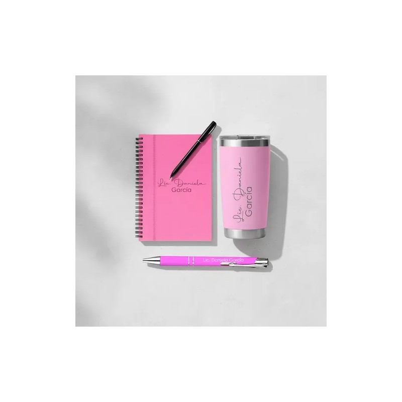 Kit Termo Libreta Pluma Personalizados Láser Para Regalo