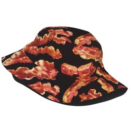 GYLILI Bacon printing Bucket Hat for Women and Men Packable Travel Summer Sun Beach Golf Fishing Cap - Fashion Fun Outdoor Fisherman Boonie Hat
