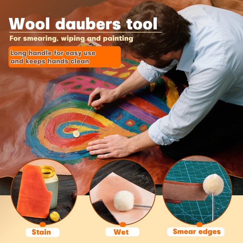 TLKKUE 60Pcs Wool Daubers with Metal Handle, Wool Daubers Ball