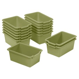 ECR4Kids Scoop Front Storage Bin, Multipurpose Organization, Fern Green, 15-Piece