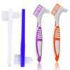 AFCJLTO Pack of 4 Portable Denture Cleaning Brushes with Moderate