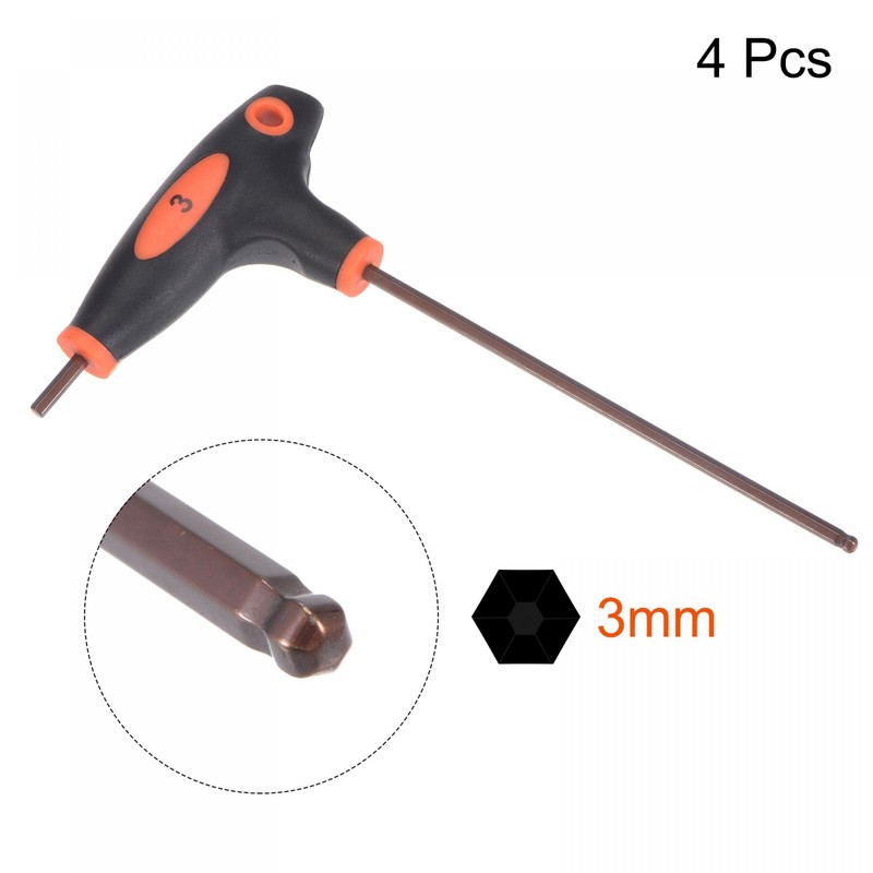 sourcing map 3mm Ball End Hex Key T-Handle Wrench Spanner,