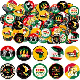 Tigeen 200 Pieces Juneteenth Button Badge Pins Bulks Independence Freedom Day 1.73 Inch Buttons Pins Black History Month Decorations