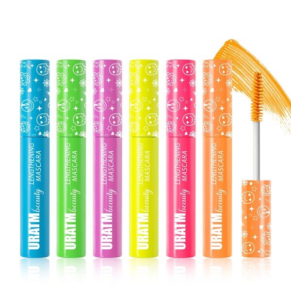 6 Colours Neon UV Mascara Set, Highly-Pigmented Colourful Volumising &