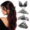 4PCS Gothic Hair Claw Clips, Spider Bat Skull Designs for
