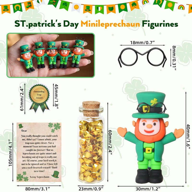 Lizgoxd 12Set St Patricks Day Mini Leprechaun Figurine Toys Small