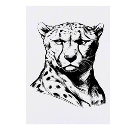 'Cheetah Portrait' Temporary Tattoo - Water Resistant, Skin-Safe, Non-Toxic Transfer (TO00085865)
