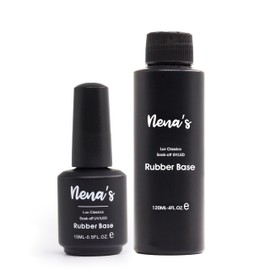 Nena's Elastic Rubber Base Coat Set - 15 mL / 0.5 fl oz Bottle + 120 mL / 4 oz Refill | UV/LED Curable Correcting Base with Enhanced Adhesion, Soak Off Formula for Professional Nails