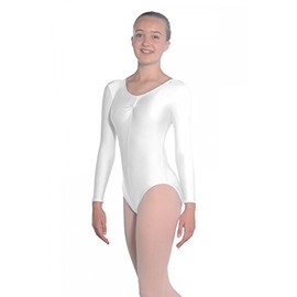 Roch Valley Martene with Ruffled Top Made From Shiny Nylon/Lycra Long Sleeved - White