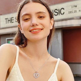 Heart Neckalce for Girlfriend Gifts, Initial J Necklaces for Women Girlfriend Gifts for Girlfriend Necklace Valentines Gifts for Her Girlfriend Romantic Gifts for Her Wife Girlfriend Gifts Ideas