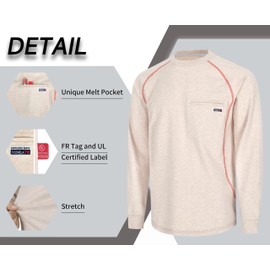 TICOMELA FR Shirts for Men | Flame Resistant Shirt,Welding & Electrical Work,Stretch,CAT2 NFPA 2112 Compliant,100% Cotton