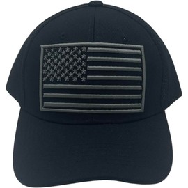 Infinite Hats American Flag Hat Patch Adjustable USA Baseball Cap (Black (Big Flag Mesh))