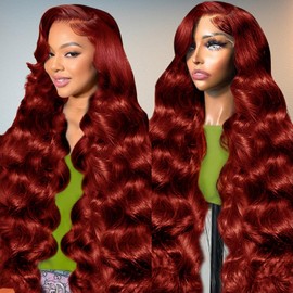 Beluck Reddish Brown 13x6 Lace Front Wigs Human Hair 180 Density 99j Burgundy Hd Lace Front Wigs Human Hair Pre Plucked Glueless Body Wave Frontal Wigs 30 Inch