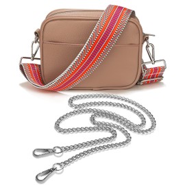 Lily England Cross Body Bag Women, Over Shoulder Bags with Adjustable Wide Strap & Chain, Versatile Crossbody Bags for Women & Ladies Handbags, Brown