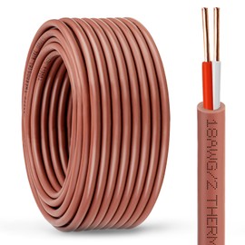 Thermostat Wire - 18/2 30FT Solid Copper 18AWG 2 Conductor Power Circuit Cable for Heating & air Conditioning Equipment, doorbells and Other Indoor/Outdoor Low Voltage Applications Use