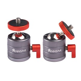 ANNSM 2pcs Tripod Mini Ball Head with 1/4 inch Threaded Mount for DSLR Cameras, Camcorders, Smartphone, Action Camera,Camera Cage, Microphone, LED Video Light, Monitor, Vlog Video Rig – 2 Pack
