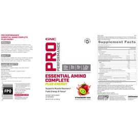 GNC Pro Performance Essential Amino Complete Plus Energy, Strawberry Kiwi, 15.9 oz, Supports Muscle Recovery