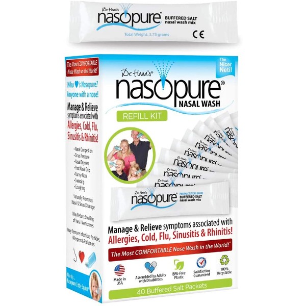 Dr. Hana's Nasopure Nasal Wash | Refill kit | The Nicer Neti Pot - Nasal Symptoms of Allergies, Cold, Flu, & Sinusitis - Fast All Natural Relief - Nasal Irrigation System/Nasal Spray/Nasal Hygiene
