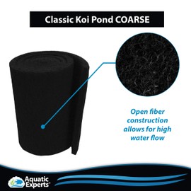 Aquatic Experts Classic Koi Pond Filter Pad COARSE - 12 Inches by 72 Inches by 3/4 inch to 1 Inch – Black Bulk Roll Pond Filter Media, Rigid Ultra-Durable Latex Coated Fish Pond Filter Material USA