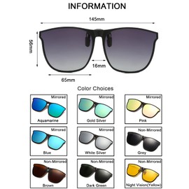 Long Keeper Polarised Clip on Sunglasses - Sunglasses Clip on Glasses for Men Women, Large Frame Flip up Shades for Driving Fishing Outdoor