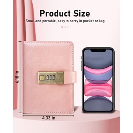 WEMATE Diary with Lock, A6 PU Leather Diary with Lock, 192 Pages, Lock Journal, Password Notebook with Pen & Gift Box, Lock Diary Planner Organiser for Men and Women