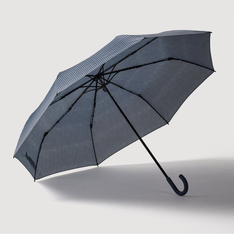 JAJU [JAJU] Crossbody UV 3-Fold Umbrella_Blue Stripe