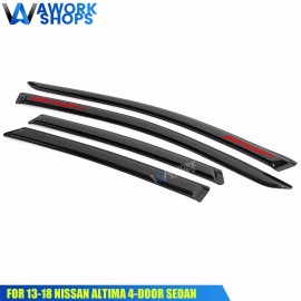 Unbranded Fits 13-18 Nissan Altima 4DR Window Visors Vent Rain Guard Shade w/ Red Sport