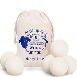 6 Pack Wool Dryer Balls Laundry Reusable Anti Static, Cotton Balls Wool Laundry Balls for Dryer, Reduces Clothing Wrinkles, Natural Fabric Softener Last 1000+ Loads (White, 2.75 in/7 cm)