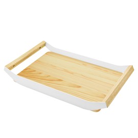 Enkrio Wood Serving Tray with Handles 16 Inches Decorative Rectangle Tray Large Serving Platters for Breakfast in Bed Coffee Table Party Cookie Snack Appetizer Dessert