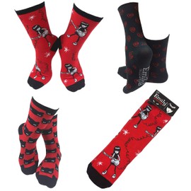 Emily the Strange Girl's Fun Colorful Patterned Crew Socks - 3 Pair (6-8 Years, Crew_2066)