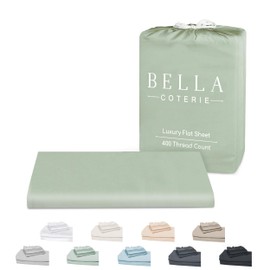 Bella Coterie Luxury Bamboo Queen Size Flat Sheet | 100% Organically Grown Bamboo Viscose | Ultra Soft | Cooling for Hot Sleepers [Sea Glass]