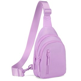 Viverte Small Sling Bag Crossbody Bag for Girls with 4 Pockets Cross Body Fanny Pack Womens Chest Bag Cute Stuff Gifts for Teen Girls (Lavender)