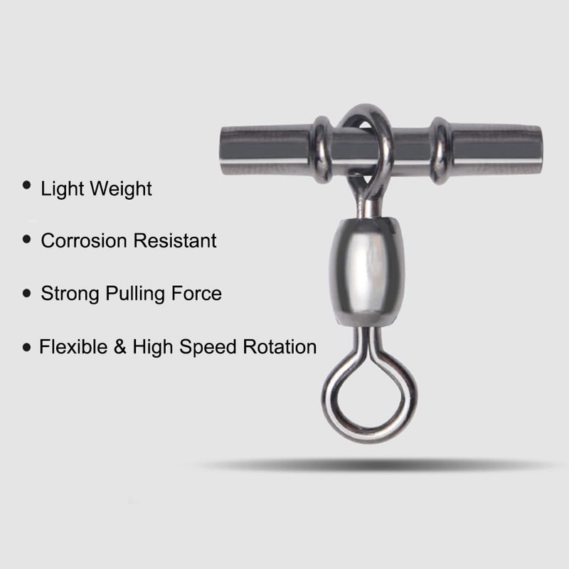 25Pcs Black Copper Sleeve Swivels 3 Way Cross Line Hook