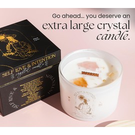 Healing Crystals Candle for Women - 12oz Wood Wick Candles That Crackle. Crystals and Healing Stones Aromatherapy, Lavender Vanilla Soy Wax for Home Scented. Spiritual Gifts for Women