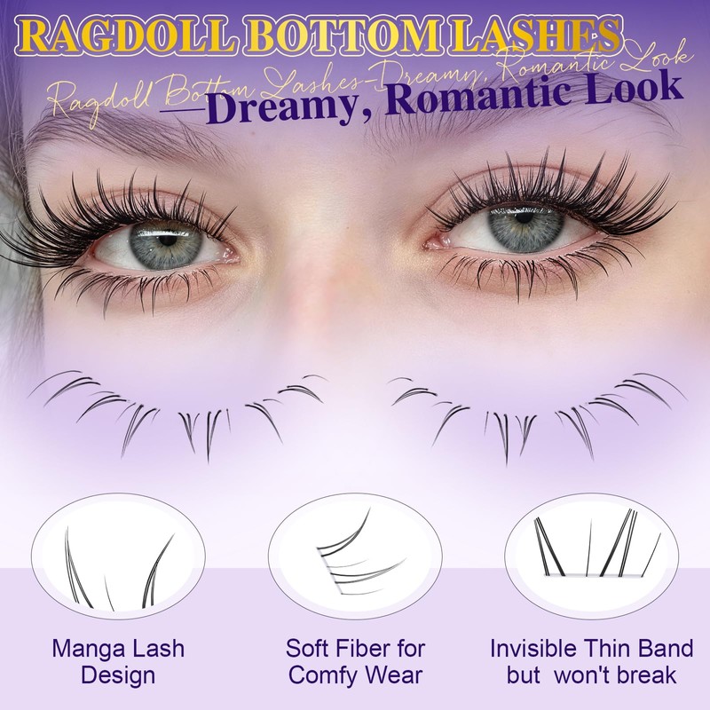 B&Q Bottom Lashes Clusters Wispy Eyelash Clusters Doll Cluster Eyelash