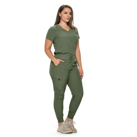 MONARCH UNIFORMS - Conjunto de exfoliantes elásticos para mujer, con blusa de meter para mujer, Verde oliva, X-Small