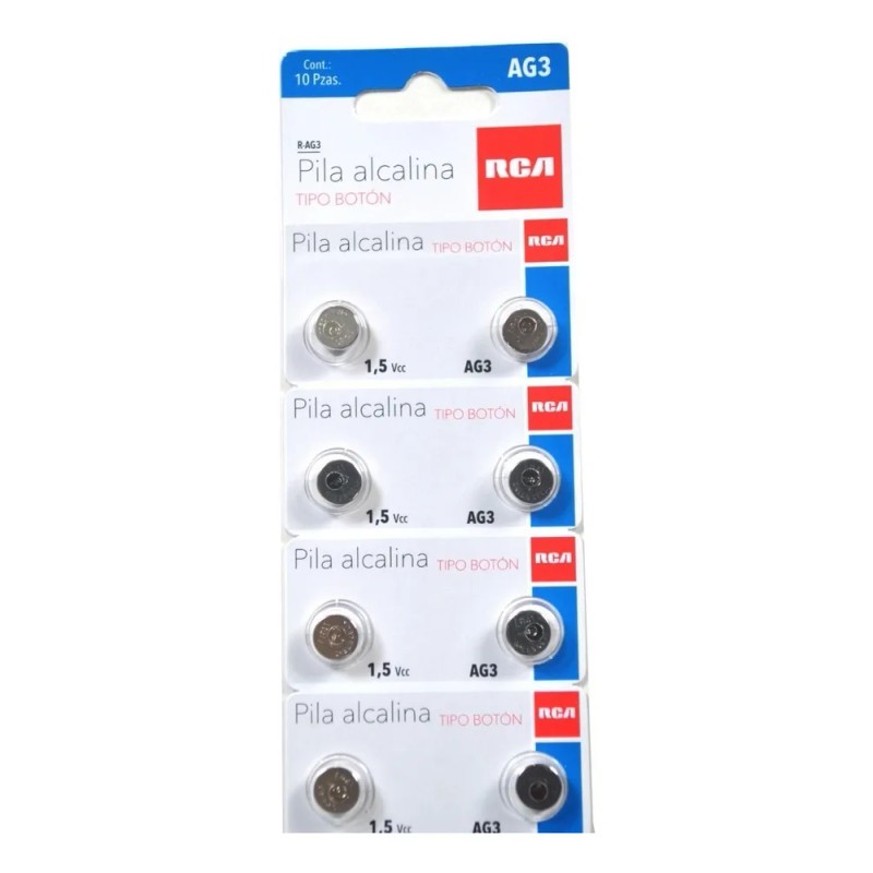 10 Pila Bateria Alcalina Ag3 Lr41 392 Sr41 Rca