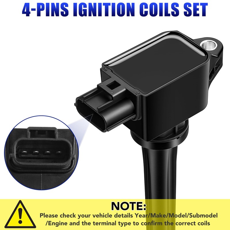 Set of 4 Ignition Coil Pack and Spark Plugs Fits