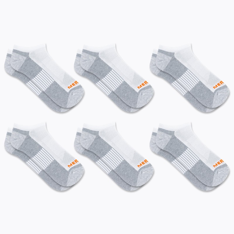 Merrell Recycled Cushion Low Cut Sock 6 Pair Pack, White,