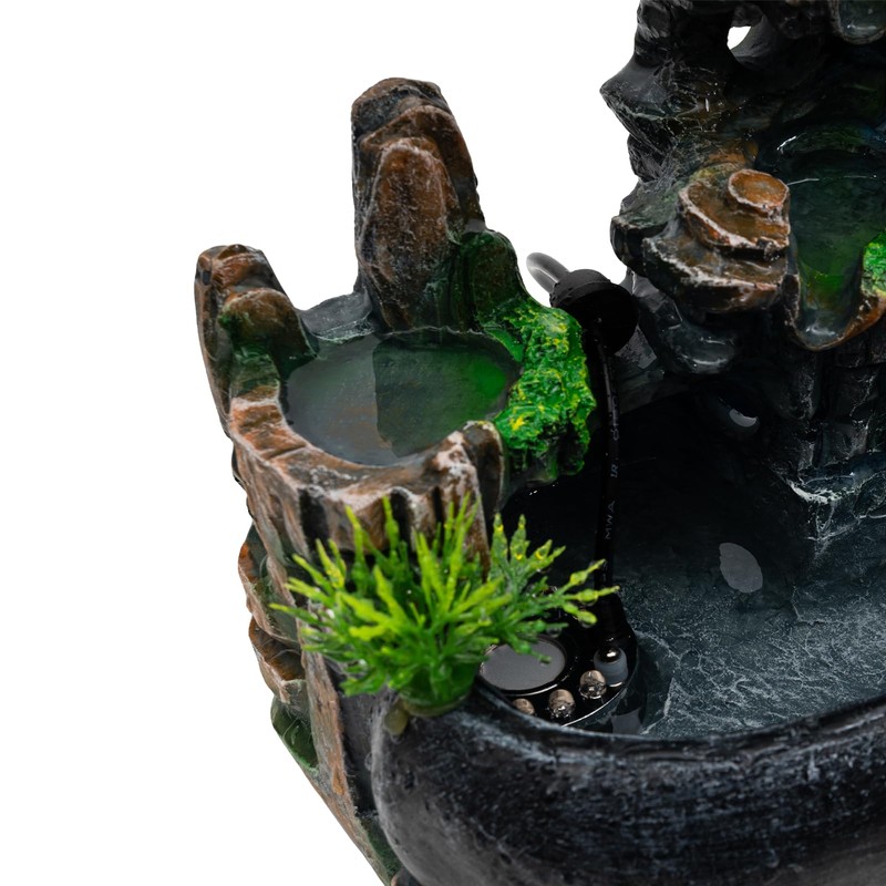 TITIDU Desktop Waterfall Bonsai Mini Rock Fountain w/LED Lights &
