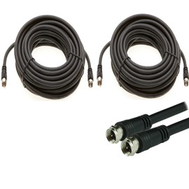 2 PCs 25' FT Black RG-6 COAXIAL Cable Wire with Factory Sealed RG6 CONNECTORS UL CMG for Satellite - HD TV Antenna - Rogers, Bell, Shaw, Telus